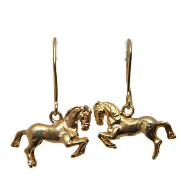 Horse Earrings 14k Yellow Gold.
